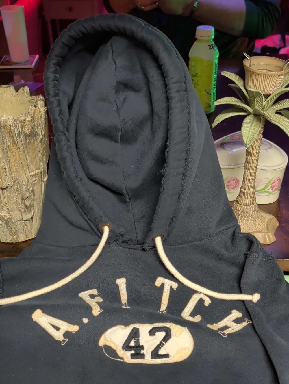 Abercrombie & Fitch Dark Blue Hoodie with Beige Accents